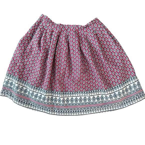 Banana Republic Border Print boho linen blend skirt Size 4 red blue white print - Picture 4 of 9